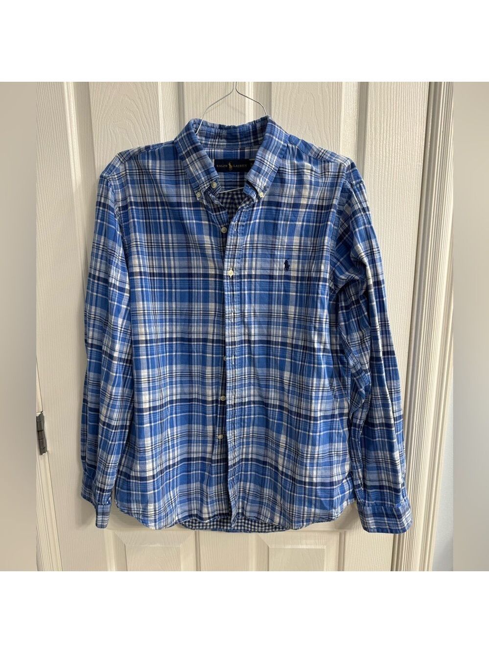 Ralph Lauren Blue Plaid Button Down XL